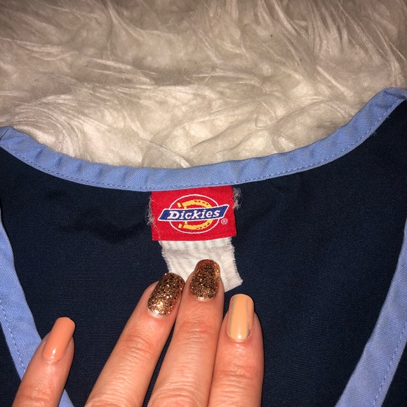 Dickies navy blue and sky blue scrub top - Picture 3 of 5